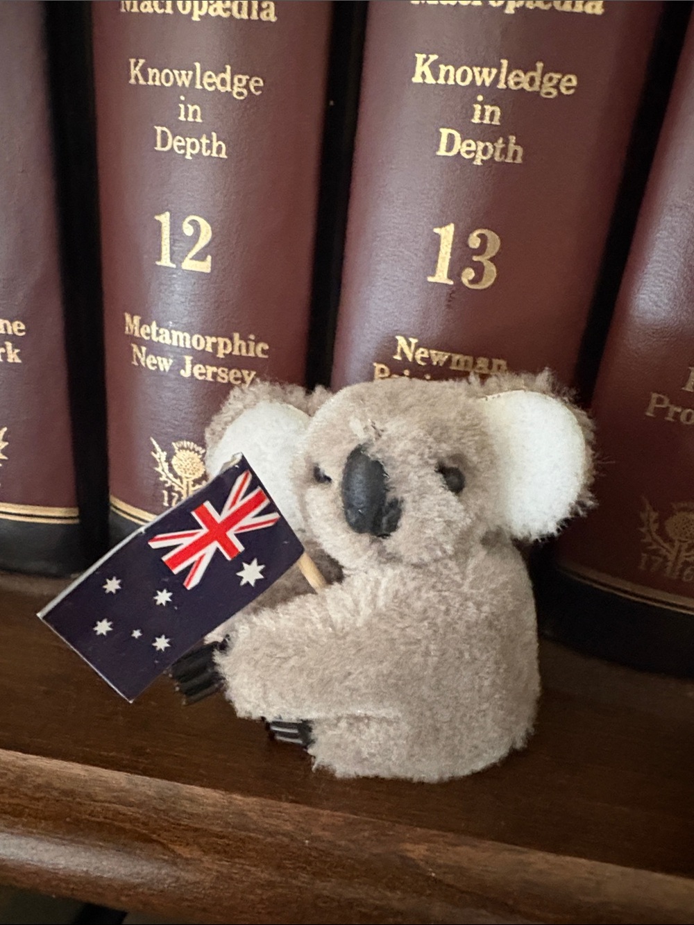Mini Plush Koala Holding Australian Flag - Gray